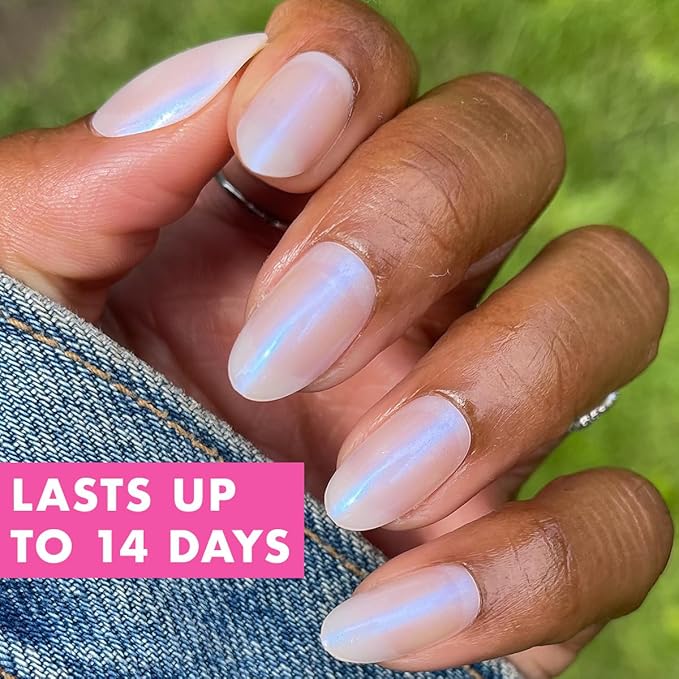 Olive & June Instant Mani Press-On Nails (Glue) | 42 Fake Nails, 21 Sizes | Non-Toxic, Long-Lasting Recycled Materials Realistic Look | Spring Flowers & Patterns | Medium, Oval | Pink Goldfish