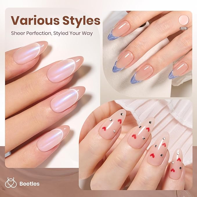 Beetles Nude Brown Gel Nail Polish - 8ml Hema Free Natural Nude Jelly Gel Polish Nail Concealer Fall Color Sheer Translucent Effect Soak Off UV Oat Latte Collection Nail Art Manicure Gift for Women