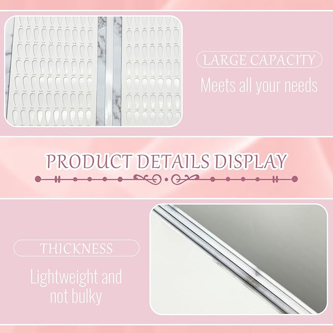 160 Nail Color Display Book with 240 Nail Tips and 1-200 Number Labels, Gel Polish Colors Card Board Professional Color Swatches Book Nail Storage Book