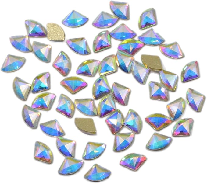 AD Beads Top Czech AB Crystal Flatback Rhinestone Nail Art Decoration Multi Shape (S23 Sector 4x6mm, 50 Pcs)