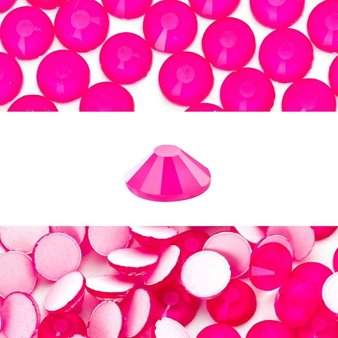 Novani 576 Pieces Flatback Rhinestones Glass Round Gems Neon-Rose Crystals for Nail Art DIY Crafts Clothes Shoes,SS30,6.4-6.6mm