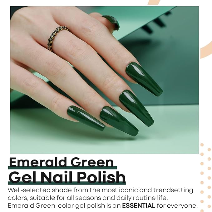 modelones Green Gel Nail Polish Emerald Dark Polish Soak Off Forest Green valentine Gel Nail Polish Nail Manicure Gifts 15 ML