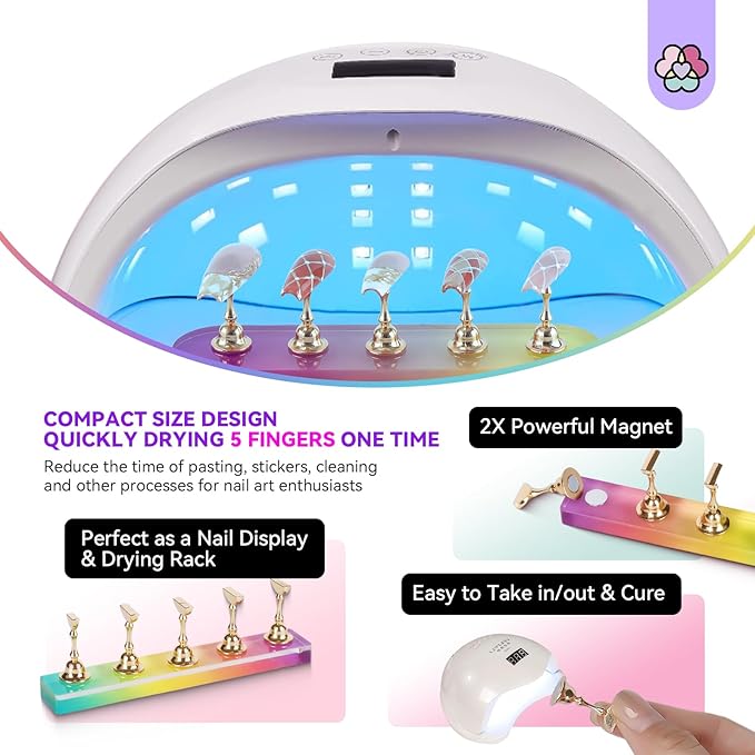 SAVILAND Nail Stand for Press Ons: 3 Set Strong Magnet Nail Stand Nail Holder for Painting Nails Acrylic Nail Art Display Stand for Nail Holder Stand 40 Pcs Reusable Adhesive Putty Salon DIY Beginner