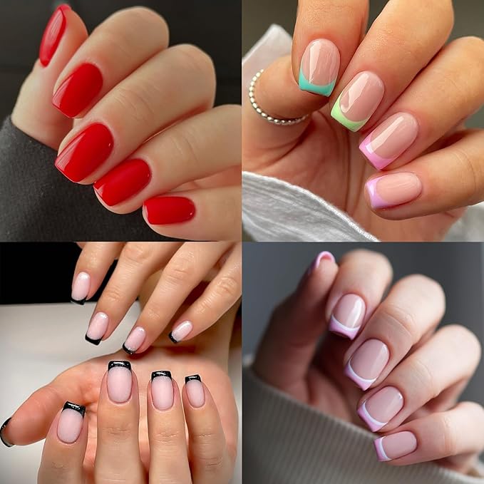 300pc Extra Short Square Gel Nail Tips Clear Fake Nail, XS Clear Press on Nails Short Square Soft Gel Nail Tips Acrylic Nails Full Cover False Nail Artificial Fingernail for Acrylic Nail Extension