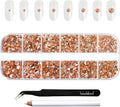 Beadsland Rhinestones for Makeup,8 Sizes 2500pcs Champagne Flatback Rhinestones Eye Gems for Nails Crafts with Tweezers and Wax Pencil,Light Peach,SS4-SS30
