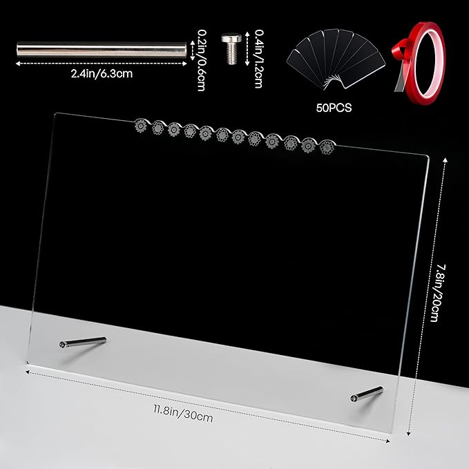 Nail Art Display Board, Acrylic False Nail Tips Sample Display Nails Colors Sample Display Stand with 50pcs Small Display tips and double side tape for Salon Nails Art Practice (Extra Large)