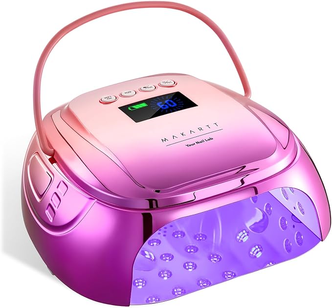 Makartt UV Nail Lamp – 30W Fast Curing UV Light with Handle Rechargeable Cordless Nail Dryer for Gel Polish with 45 Beads Dual Lights 4 Timers LCD Smart Sensor for Nail Art Design(Gradient Purple)