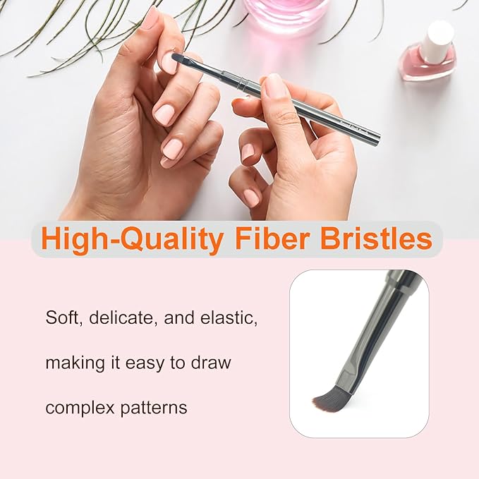 MYR 6Pcs Nail Art Brushes and 2pcs Nano Nail Files, Metal Nail Art Tools, Acrylic Nail Brushes, Nail Brushes for Nail Art, suitable for Gel Dilution, Halo Dyeing, Watercolor and other Nail Design