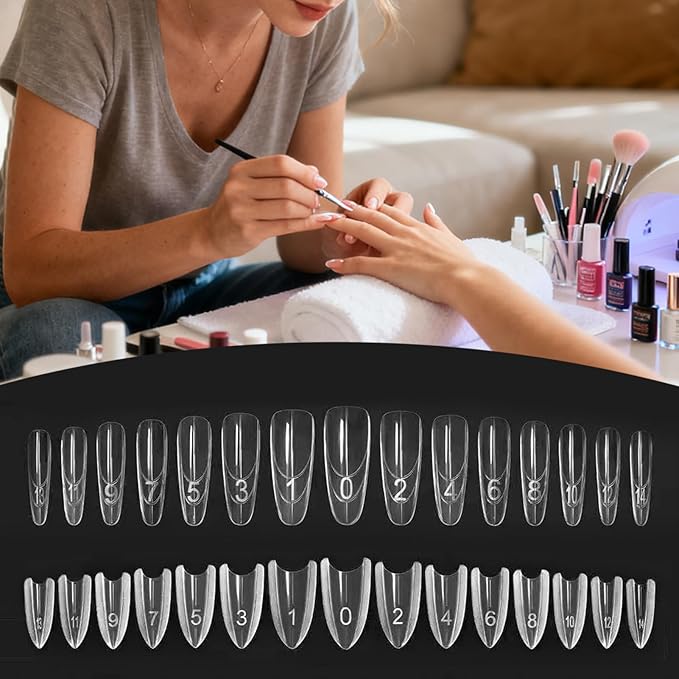 Nail Forms for Gel - 10.55 x 4.76 x 1.18in Clear 240 Pieces Mold,Nail Molds Extension Tips Reusable - for Personal Salon Home Fashion Beauty Manicure Daily Styling