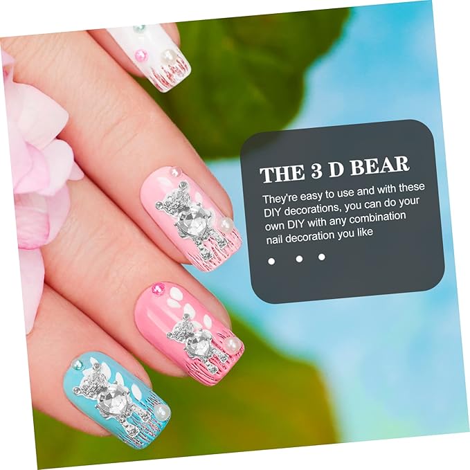20pcs Bear Nail Charms Adorable Nail Art Decors for Diy Manicure for Home Salon Use Easy to Install Detach