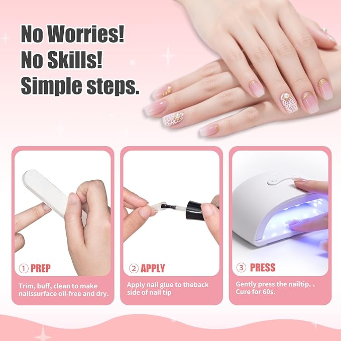 UV LED Cured Nail Glue - 15ml Professional Nail Extension Adhesive for Long-Lasting Manicures, Fast Curing with LED Lamp, Salon-Quality Nail Repair & Enhancement (1 Pack)