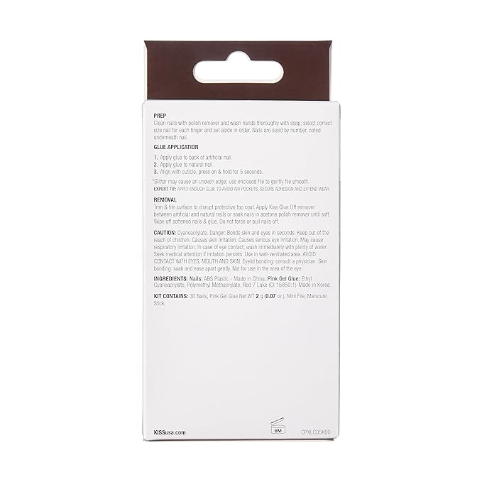 KISS Classy, Press On Nails, Nail glue included, 'Sophisticated', Silver, Extra-Long Size, Coffin Shape, Includes 30 Nails, 2g glue, 1 Manicure Stick, 1 Mini File