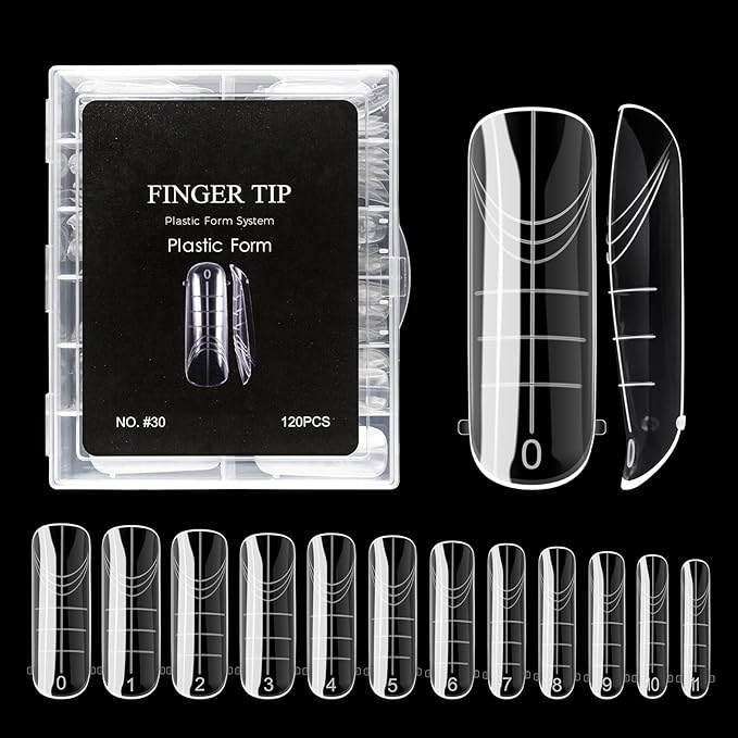 NMKL38 120PCS Dual Nail Forms 12 Sizes Full Cover Nail Molds With Scale Nail Art Design for Salon DIY at Home