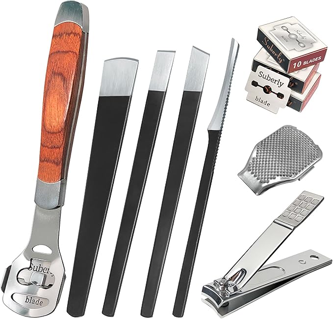37 Pcs Callus Shaver for Feet Set (1 Foot Razor for Callus Removal & 4 Pedicure Knife & 1 File Heads & 1 Nail Clippers & 30 Replacement Slices Blades) Foot Callus Shaver