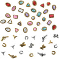 50 PCS Western Nail Charms Turquoise Gems - Mix Color 3D Vintage Turquoise Nail Charms, Retro Cowboy Gemstones Western Art Ornament for Women Daily DIY