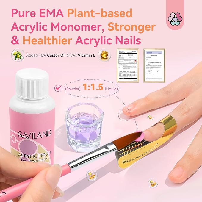 SAVILAND Acrylic Nail Kit with Drill with 2024 Nail Primer No Lift