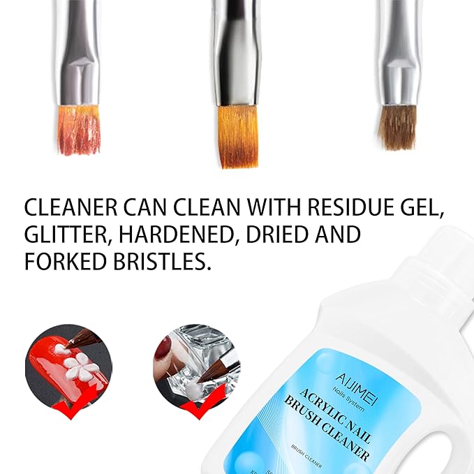 AIJIMEI Acrylic Nail Brush Cleaner 17FL.OZ 500ml Acrylic Brush Cleaner Restorer Liquid Solution for Acrylic Paint Brush Cleaner Nails Acrylic Powder Painting Acrylic Gel Nail Brush Cleaner