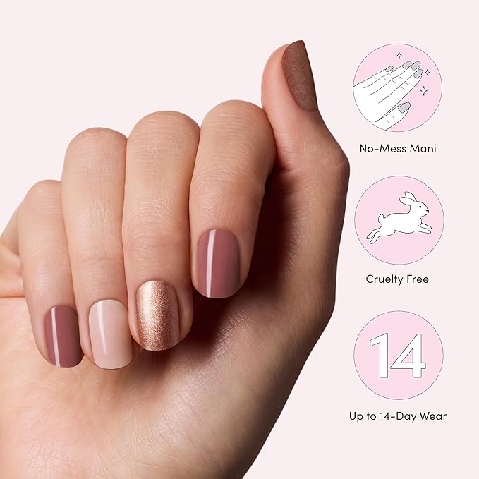 Dashing Diva Glaze Nail Strip 3-in-1 Kit - Best of Nudes - Long Lasting, Chip Resistant, Semi-Cured Gel Nail Strips - Contains 96 strips, 3 prep pads, 3 manicure sticks, 1 nail file