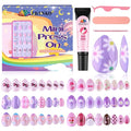 EBANKU 144 Pcs Press on Nail Kids, 6 Pack Mini Kid Flase Nails Kit with Nail Glue Set Fake Nail for Girls Nail DIY Salon Home Decor