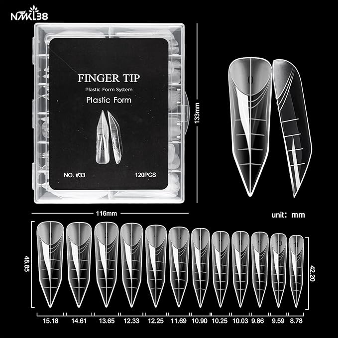 NMKL38 120PCS Dual Nail Forms 12 Sizes Extension Poly Nail Gel Full Cover