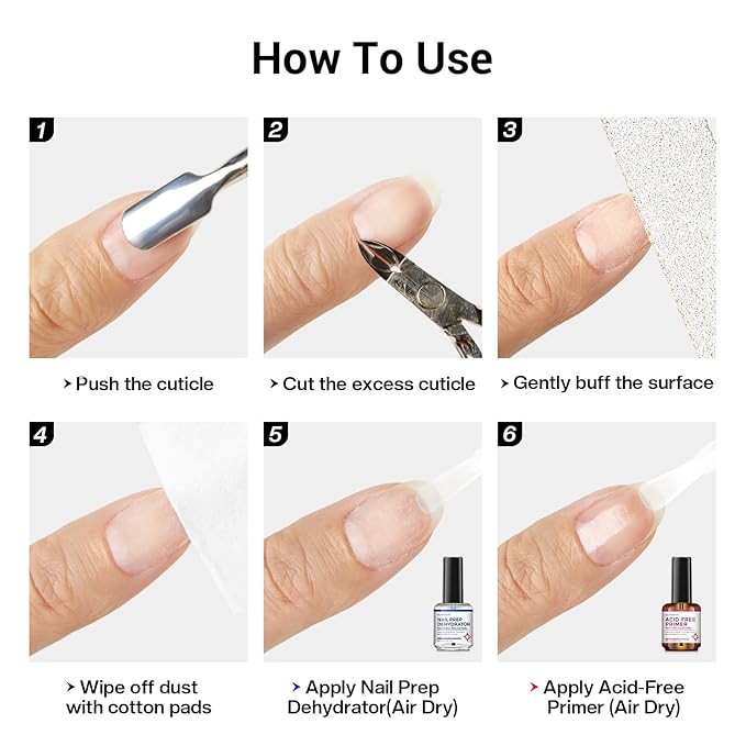 Nail Prep Dehydrator and Primer: Professional Natural Bond Nail Dehydrate & Acid Free Primer Kit for Acrylic and Gel Nail Polish 15 Ml Strong Adhesion Long-Lasting Nail Supplies