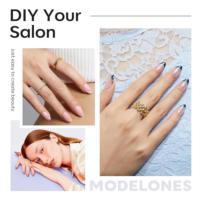 Modelones Short Almond Fake Nail Tips - 510Pcs Gel Tips Pre-shaped Half Matte Full Cover Clear Acrylic Gel Kit False Press on Nails for Extension DIY Salon 15Sizes