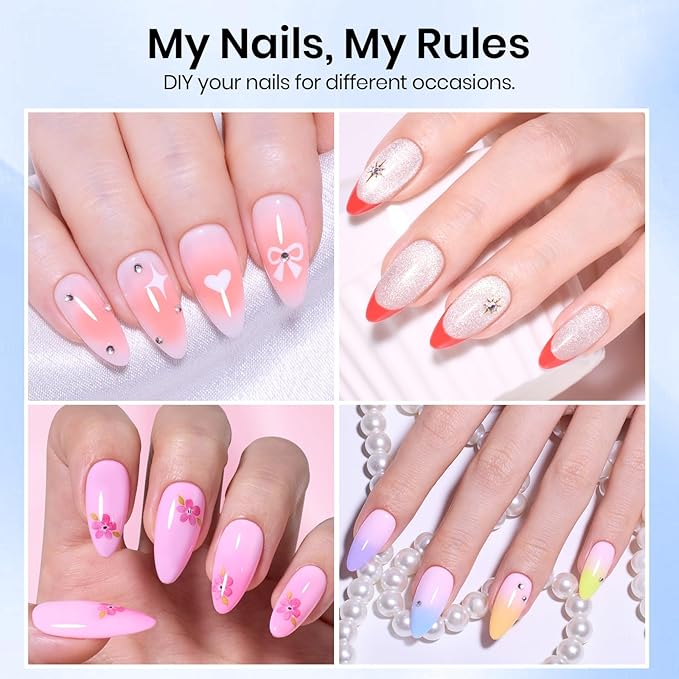 Beetles Gel Nail Tips Etch-X - Almond Medium, 576pcs 12 Sizes, Pre-Etched Half Matte Full Cover Soft Acrylic False Nail Tips Clear Press on Easy DIY Extension Salon Gift for Women