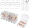 Clear Press On Nail Storage Containers 12-Pack Stackable Cases, Press Ons Nail Packaging Organizer Case, Acrylic Tips and Fake Nails Display Box for Travel and Salon Use (Clear 06)