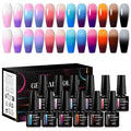 MEET ACROSS 12Pcs Color Changing Gel Nail Polish Set Nude Pink Sky Blue Brown Temperature Mood Changed Nail Polish Gel DIY Salon Gift for Women