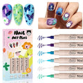 6 Colors Nail Art Pens Set - 3D Nail Polish Pens 0.7MM Acrylic Paint Pens Nail Markers for Nail Art Dotting Drawing Painting Liner Brush for DIY Home & Salon Halloween Decoration Beginners Gifts