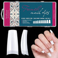 krofaue 500PCS False Nails Tips Lady French Style Acrylic Artificial Tip Manicure Half Cover with Box of 10 Sizes for Nail Tips Art Salons and Home DIY (White)