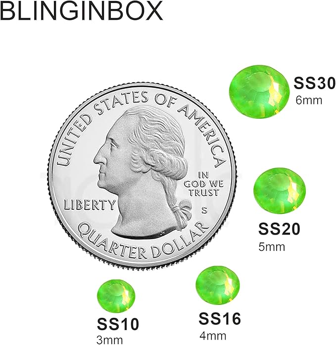 Blinginbox Flatback Rhinestones Round Gems, 1440pcs Luminous Series Glass Stones Neon Gems Non Hotfix Crystal Rhinestones for Nail Charms Crafts Clothes Tumblers,Lime Neon Opal,SS6.