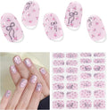 Semi Cured Gel Nail Strips,28 pcs Cute Bows Gel Nail Stickers with UV Light Required,Long Lasting Nail Art Stickers, Easy to Apply（Pink）