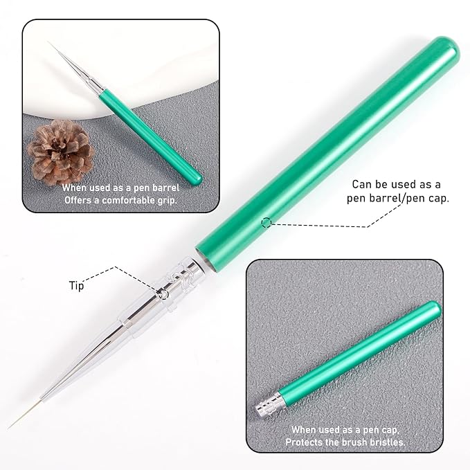 DANNEASY Liner Nail Art Brush, Nail Art Liner Brushes for Brush Strokes/Flower Outline/Thin Details/Fine Drawing Professional Manicure Brushes - Size 12mm