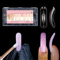 NOVO OVO Helloween Curved Square Nail Dual Forms for Poly Gel Extension with Guiding Line Inside, M L XL Reusable Full Cover Acrylic/Builder/Hard Gel Polygel Molds for Salon DIY x 15 sizes 150 Pcs