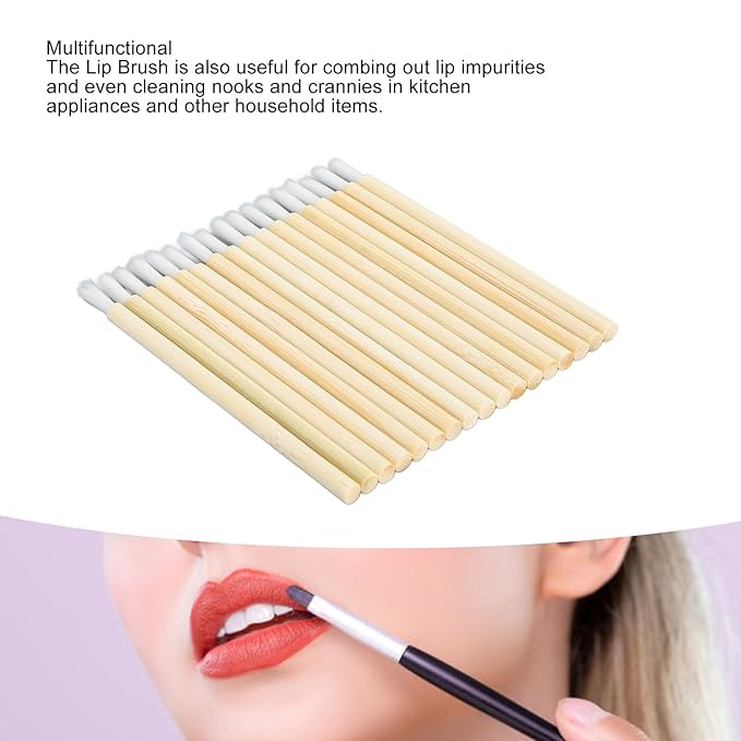 100pcs Disposable Bamboo Handle Lip Brush, Portable Lip Brush Applicator, Makeup Tool Lip Gloss Wand Eyelash Extension Lipstick Applicator for Kitchen Appliance