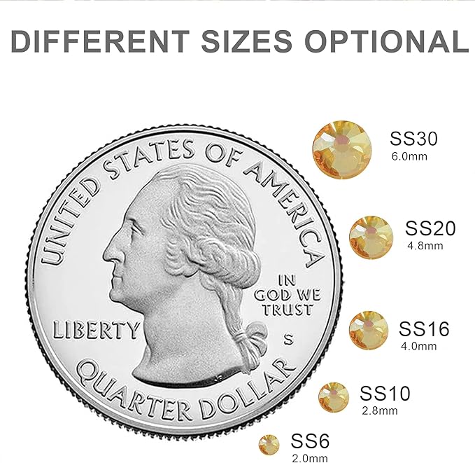 Blinginbox 1440 Pieces SS20/4.6-4.8mm Flat Back Crystal Rhinestones Round Gems for Nail Art,Sunshine