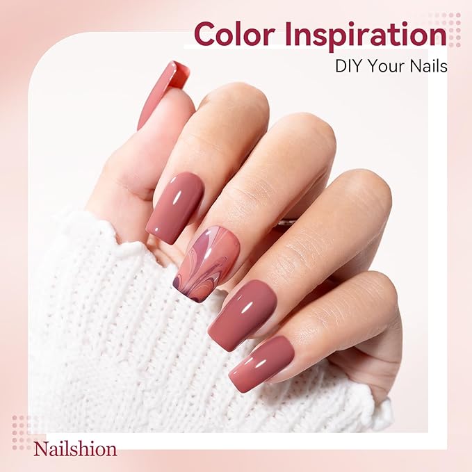 Nude Grays Nail Polish Set, 6 Colors Nude Pink Brown Red Dusty Rose Nail Polishes Neutral Color for All Seasons, Fast Air Dry Nail Art DIY at Home Manicure Gift for Women Girls