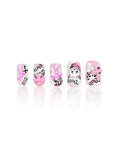 PSYTONE Square French Press on Nails Short Cute Fake Nails Acrylic Flower False Nails for Women and Girls 30 PCS 15 Size 3D Cat Pattern Pink Nails