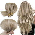 RUNATURE Utip Hair Extensions Real Human Hair Ash Brown with Platinum Blonde U Tip Hair Extensions 20 Inch Long Straight Hair Ktip Hair Extension Full Ends Keratin Hair Extension Remy 50g 50s