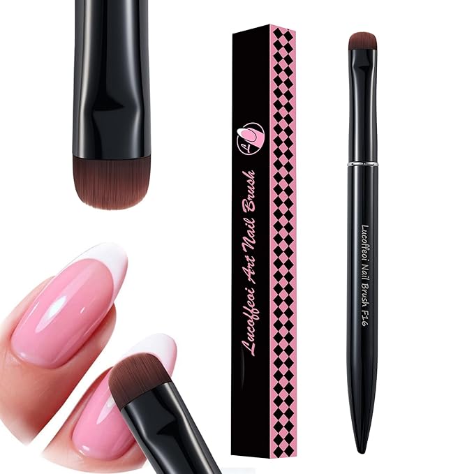 Nail Brush for French Tips & Cleaning Gel Polish- Precision Thin Brush for Acrylic, Polygel - Professional Kolinsky Sable Nail Art Brush (Black, F16)