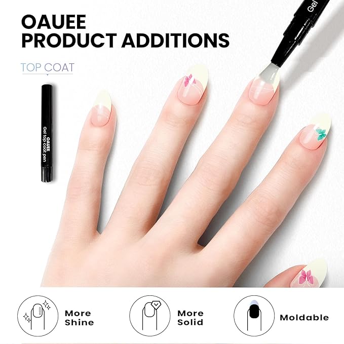 Semi Cured Gel Nail Strips | Built-In Gel Top Coat | UV Light Required | Salon Quality, Easy Application And Removal (Fairy Butterflies French)