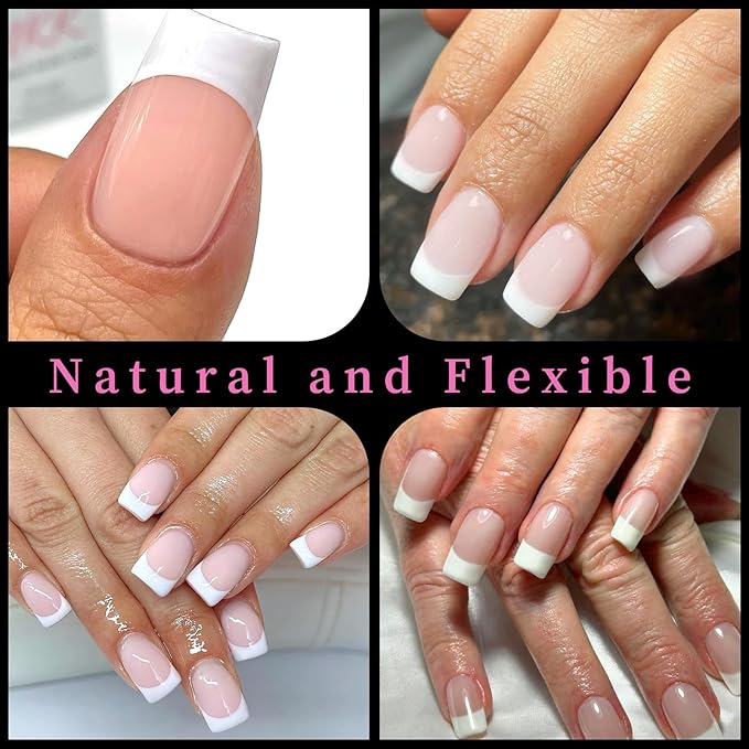AddFavor French Tip Press on Nails Short Fake Nails, 120pcs White French Tip Nails Press on Nail Square Nude False Acrylic Nails French Nail Tips with Adhesive Tab for Women Girls