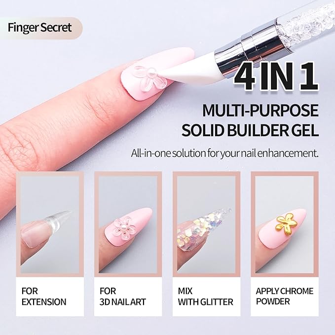 3D Gel Nail Art Kit-Mocha Nude Solid Builder Gel for Nails 3D Sculpting Carving Building Modeling Hard Extension for Beginner DIY Salon at Home Cured Needed