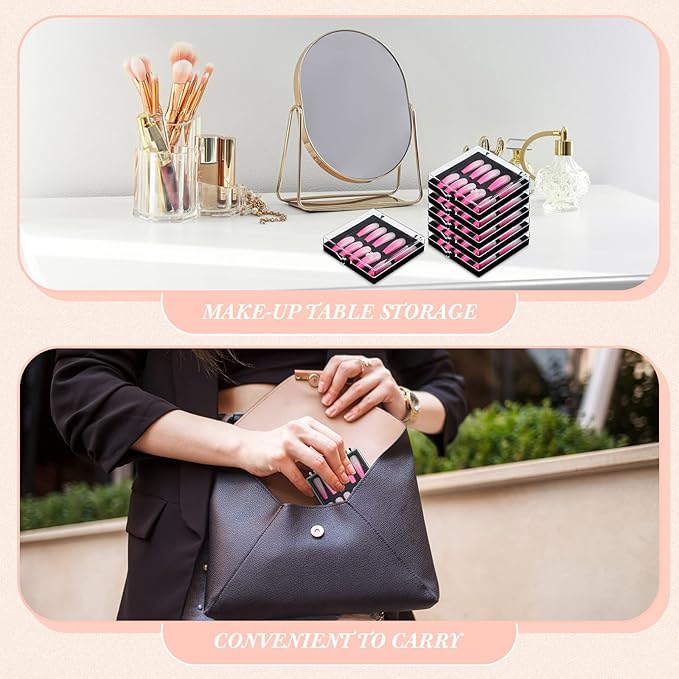 Landhoow 30 Pcs Press on Nail Storage Box with 60 Pcs Adhesive Double Sided Tape Acrylic Artificial False Nail Packaging Display Case Organizer for Home Business Salon Supplies(Black)