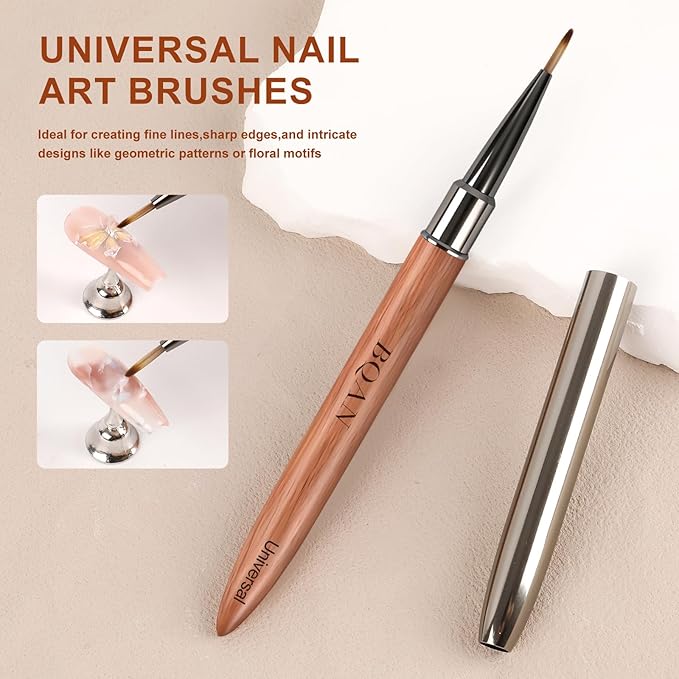 BQAN 1Pcs Nail Art Brushes Universal Nail Brush for Flower, Petal & Painting Design Gel Polish Nails Art Pen With Wooden Handle Salon DIY Tools at Home