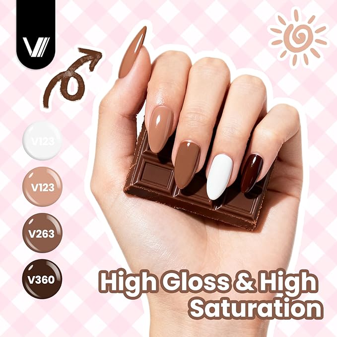 VANREESA 24 Pcs Gel Nail Polish Set -Trendy Colors Gel Polish with Base Coat & 4 Effects of Top Coat White Pink Red Orange Yellow Green Brown Blue Purple Gel Polish Set Nail Kit Gifts for Women Girls
