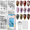 PH PandaHall 3pcs Snake Flower Nail Stamping Plate, Dark Romantic Style Nail Art Templates Mysterious Stainless Steel Image Plate Art Stencils with Tools for Women DIY Print Manicures Salon Design