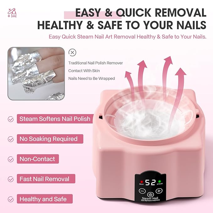 Automatic Upgraded Gel Nail Polish Removal Electric Steam Nail Remover Machine Set, Various Nail Gel Nail Chips Without Harming Hands Nail Art Tools Nail Remover Tools Set