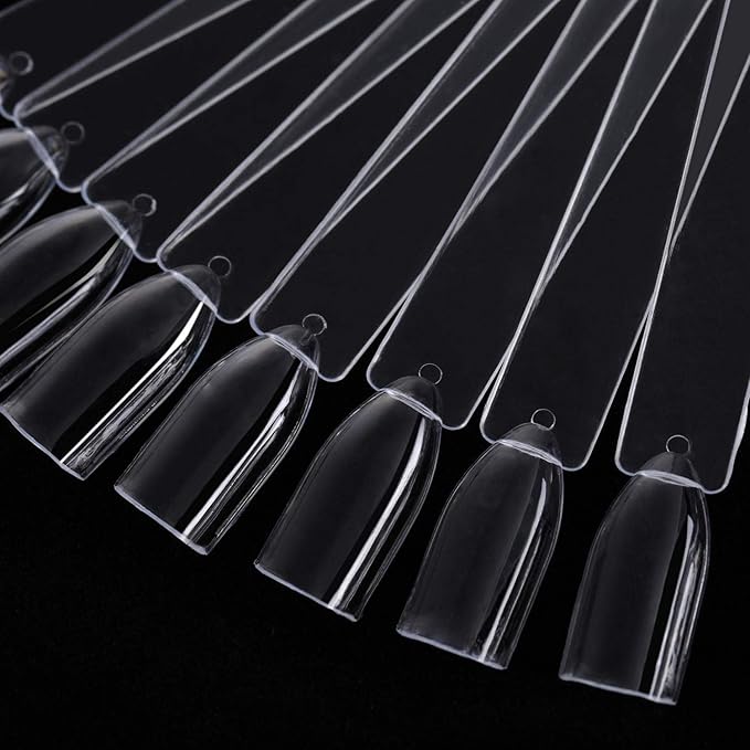 200 Pieces Clear Square Nail Tips Color Display Swatches With Metal Screw Holder Fan Shaped Plastic Sample Stick